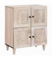 vidaXL Sideboard Bleached White 60 x 33 x 75 cm Solid Mango Wood — Colour: White (bleached finish)