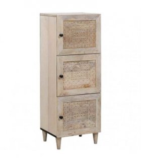 vidaXL Highboard White 40 x 33 x 110 cm Solid mango wood — Colour: White (bleached finish)