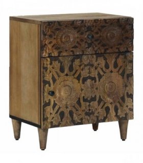 vidaXL Bed cabinet with Drawer Brown 50 x 33 x 60 cm Solid Mango Wood — V0672157242