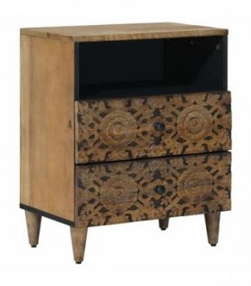 vidaXL Bed cabinet with Drawer Brown 50 x 33 x 60 cm Solid Mango Wood — V0672157244