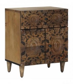 vidaXL Bed cabinet with Drawer Brown 50 x 33 x 60 cm Solid Mango Wood — V0672157245