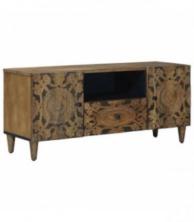 vidaXL TV Cabinet with Door Brown 105 x 33.5 x 46 cm Solid Mango Wood