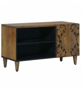 vidaXL TV Cabinet with Shelf Brown 80 x 31.5 x 46 cm Solid Mango Wood