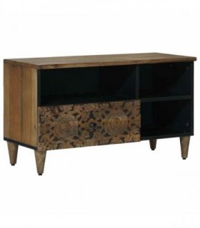 vidaXL TV Cabinet with Drawer Brown 80 x 33.5 x 46 cm Solid Mango Wood — V0672157251