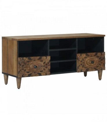 vidaXL TV Cabinet with Shelf Brown 100 x 33.5 x 46 cm Solid Mango Wood — V0672157252