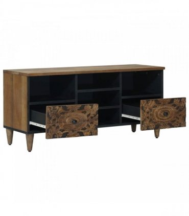 vidaXL TV Cabinet with Shelf Brown 100 x 33.5 x 46 cm Solid Mango Wood — V0672157252