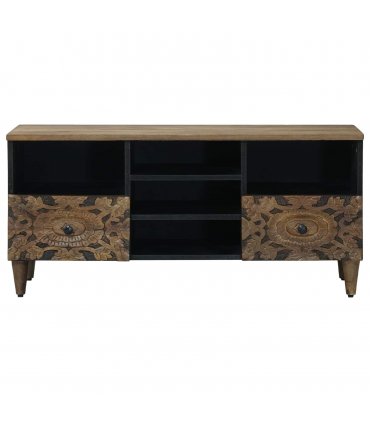 vidaXL TV Cabinet with Shelf Brown 100 x 33.5 x 46 cm Solid Mango Wood — V0672157252