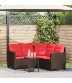 vidaXL Outdoor Sofa Set with Cushion 2 pcs Brown and Red Poly Rattan