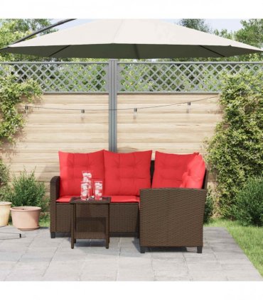 vidaXL Outdoor Sofa Set with Cushion 2 pcs Brown and Red Poly Rattan