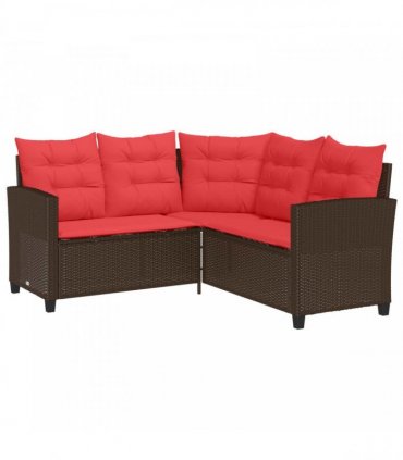 vidaXL Outdoor Sofa Set with Cushion 2 pcs Brown and Red Poly Rattan