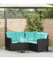 vidaXL Garden Sofa with Cushion 2 pcs Black and Turquoise Poly rattan