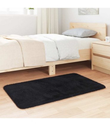 vidaXL Shaggy Rug High Pile NAVARRA Black 60x100 cm Polyester — Size: 60 x 100 cm