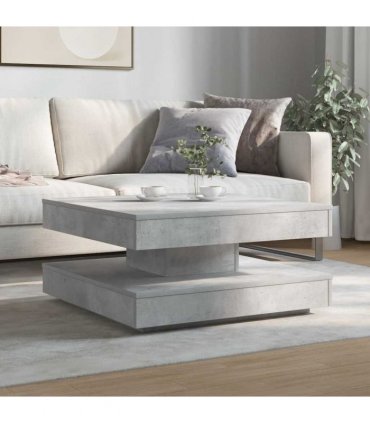 vidaXL Coffee Table 360-Degree Rotatable Concrete Grey 70x70x34.5 cm — Size: 70 x 70 x 34.5 cm