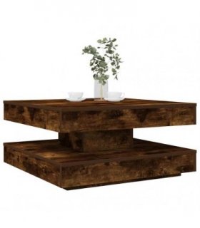 vidaXL Coffee Table 360-Degree Rotatable Smoked Oak 70x70x34.5 cm — Size: 70 x 70 x 34.5 cm
