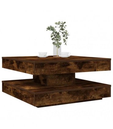 vidaXL Coffee Table 360-Degree Rotatable Smoked Oak 70x70x34.5 cm — Size: 70 x 70 x 34.5 cm