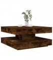 vidaXL Coffee Table 360-Degree Rotatable Smoked Oak 70x70x34.5 cm — Size: 70 x 70 x 34.5 cm