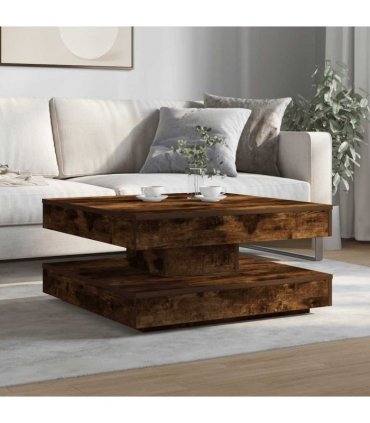 vidaXL Coffee Table 360-Degree Rotatable Smoked Oak 70x70x34.5 cm — Size: 70 x 70 x 34.5 cm