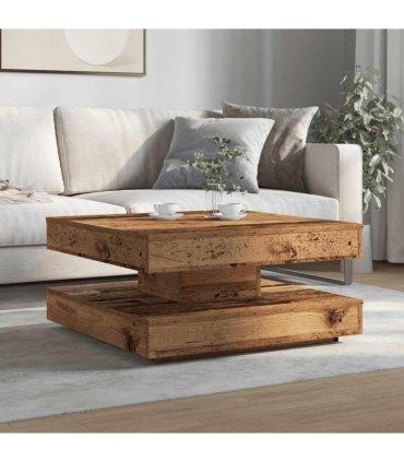 vidaXL Coffee Table 360-Degree Rotatable Old Wood 70x70x34.5 cm — Size: 70 x 70 x 34.5 cm