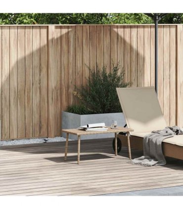vidaXL Garden Coffee Table Rectangular Beige 80x40x37 cm Poly Rattan — Size: 80 x 40 x 37 cm