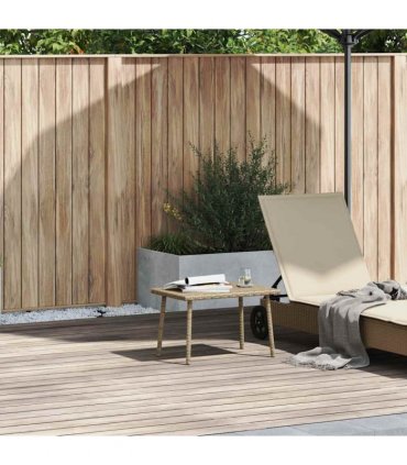 vidaXL Garden Coffee Table Rectangular Beige 60x40x37 cm Poly Rattan — Size: 60 x 40 x 37 cm