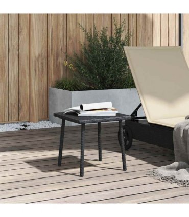 vidaXL Garden Coffee Table Rectangular Black 40x40x37 cm Poly Rattan — Size: 40 x 40 x 37 cm