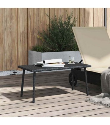 vidaXL Garden Coffee Table Rectangular Black 80x40x37 cm Poly Rattan — Size: 80 x 40 x 37 cm