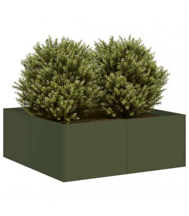 vidaXL Planter Olive Green 80x80x30 cm Steel — Size: 80 x 80 x 30 cm