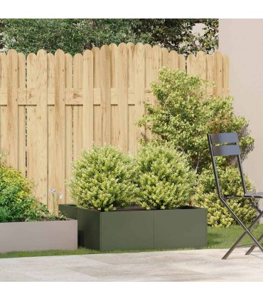 vidaXL Planter Olive Green 80x80x30 cm Steel — Size: 80 x 80 x 30 cm