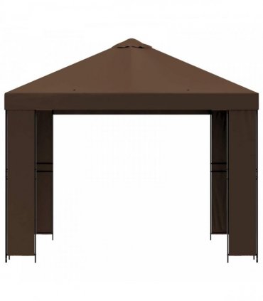 vidaXL Gazebo 3 x 3 m Brown Polyester and Steel 190 gsm — Model: without sidewall