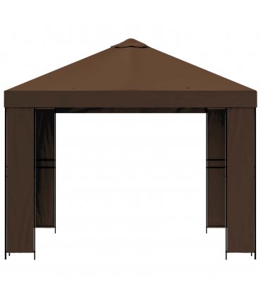 vidaXL Gazebo 3 x 3 m Brown Polyester and Steel 190 gsm — Model: without sidewall