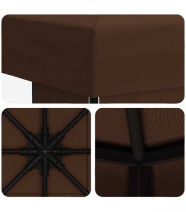 vidaXL Gazebo 3 x 3 m Brown Polyester and Steel 190 gsm — Model: without sidewall