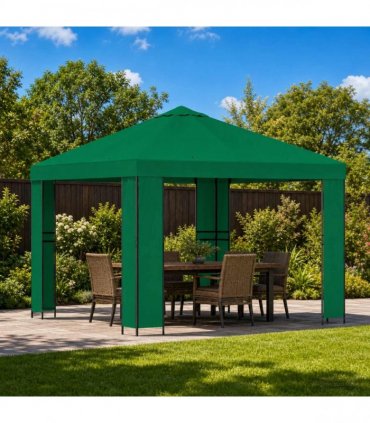 vidaXL Gazebo 3 x 3 m Green Polyester and Steel 190 gsm — Model: without sidewall