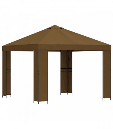 vidaXL Gazebo 3 x 3 m Taupe Polyester and Steel 190 gsm — Model: without sidewall