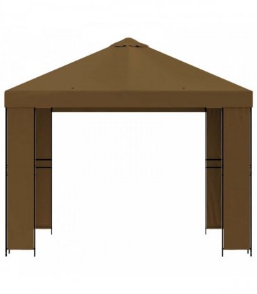 vidaXL Gazebo 3 x 3 m Taupe Polyester and Steel 190 gsm — Model: without sidewall