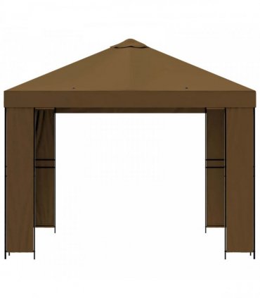 vidaXL Gazebo 3 x 3 m Taupe Polyester and Steel 190 gsm — Model: without sidewall