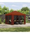 vidaXL Garden Gazebo with Sidewalls 3 x 3 m Terracotta — Model: with 4 sidewalls