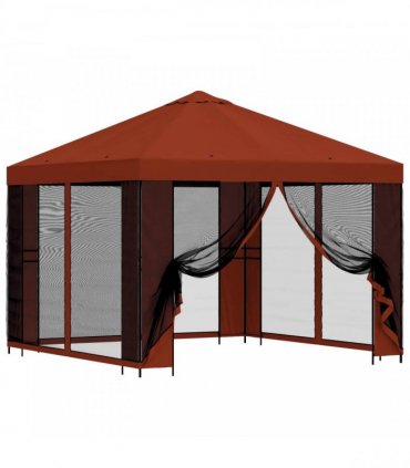 vidaXL Garden Gazebo with Sidewalls 3 x 3 m Terracotta — Model: with 4 sidewalls