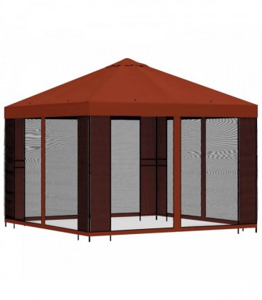 vidaXL Garden Gazebo with Sidewalls 3 x 3 m Terracotta — Model: with 4 sidewalls