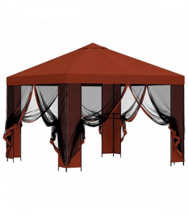 vidaXL Garden Gazebo with Sidewalls 3 x 3 m Terracotta — Model: with 4 sidewalls