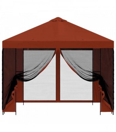 vidaXL Garden Gazebo with Sidewalls 3 x 3 m Terracotta — Model: with 4 sidewalls