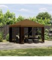 vidaXL Garden Gazebo with Sidewalls 3 x 3 m Taupe Polyester and Steel — Model: with 4 sidewalls