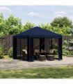 vidaXL Garden Gazebo with Sidewalls 3 x 3 m Blue Polyester and Steel — Model: with 4 sidewalls