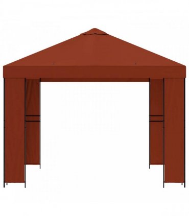 vidaXL Gazebo 3 x 3 m Terracotta Polyester and Steel 190 gsm — Model: without sidewall