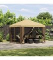 vidaXL Garden Gazebo with Sidewalls 3 x 3 m Cream Polyester and Steel — Model: with 4 sidewalls