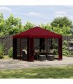 vidaXL Garden Gazebo with Sidewalls 3 x 3 m Burgundy — Model: with 4 sidewalls