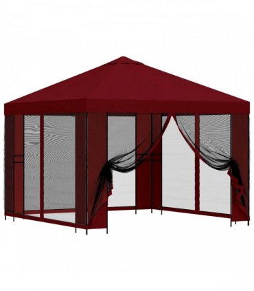 vidaXL Garden Gazebo with Sidewalls 3 x 3 m Burgundy — Model: with 4 sidewalls