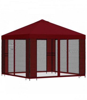 vidaXL Garden Gazebo with Sidewalls 3 x 3 m Burgundy — Model: with 4 sidewalls