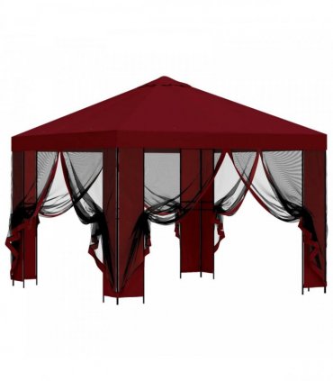 vidaXL Garden Gazebo with Sidewalls 3 x 3 m Burgundy — Model: with 4 sidewalls