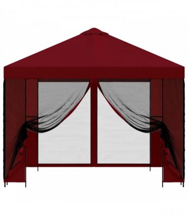 vidaXL Garden Gazebo with Sidewalls 3 x 3 m Burgundy — Model: with 4 sidewalls