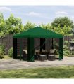 vidaXL Garden Gazebo with Sidewalls 3 x 3 m Green Polyester and Steel — Model: with 4 sidewalls